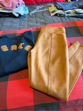 Women’s Spanx Suede-Look Brown Leggings